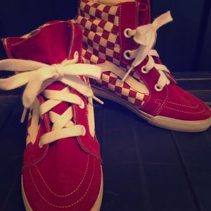Vans Red Checkered Wedge Sneakers